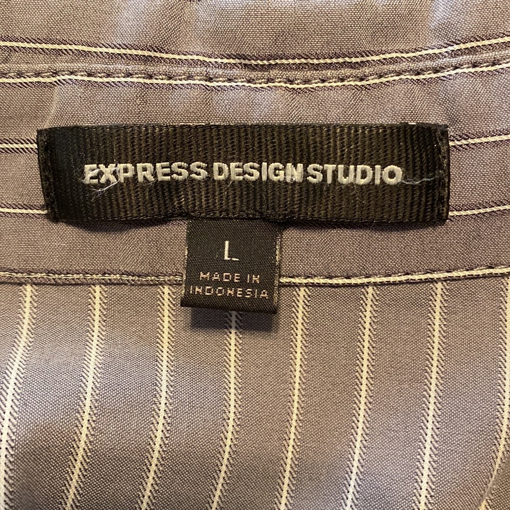 Gray Express Button Down With Silver Metal Detail… - image 4